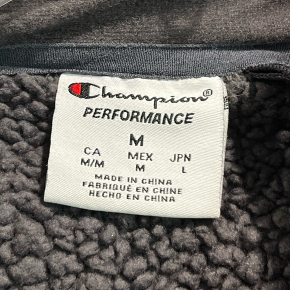 Champion Performance Grey Unisex Zipper Jacket, Fuzzy Inside, Size Medium - Picture 6 of 8